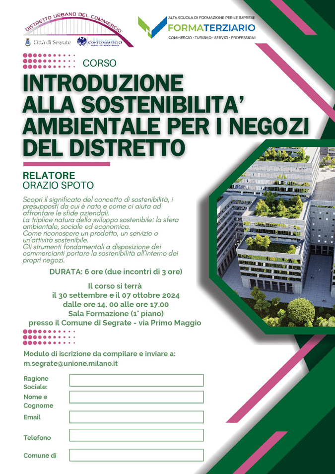 Corso sostenibilità ambientale Segrate 30 settembre 7 ottobre_SITO